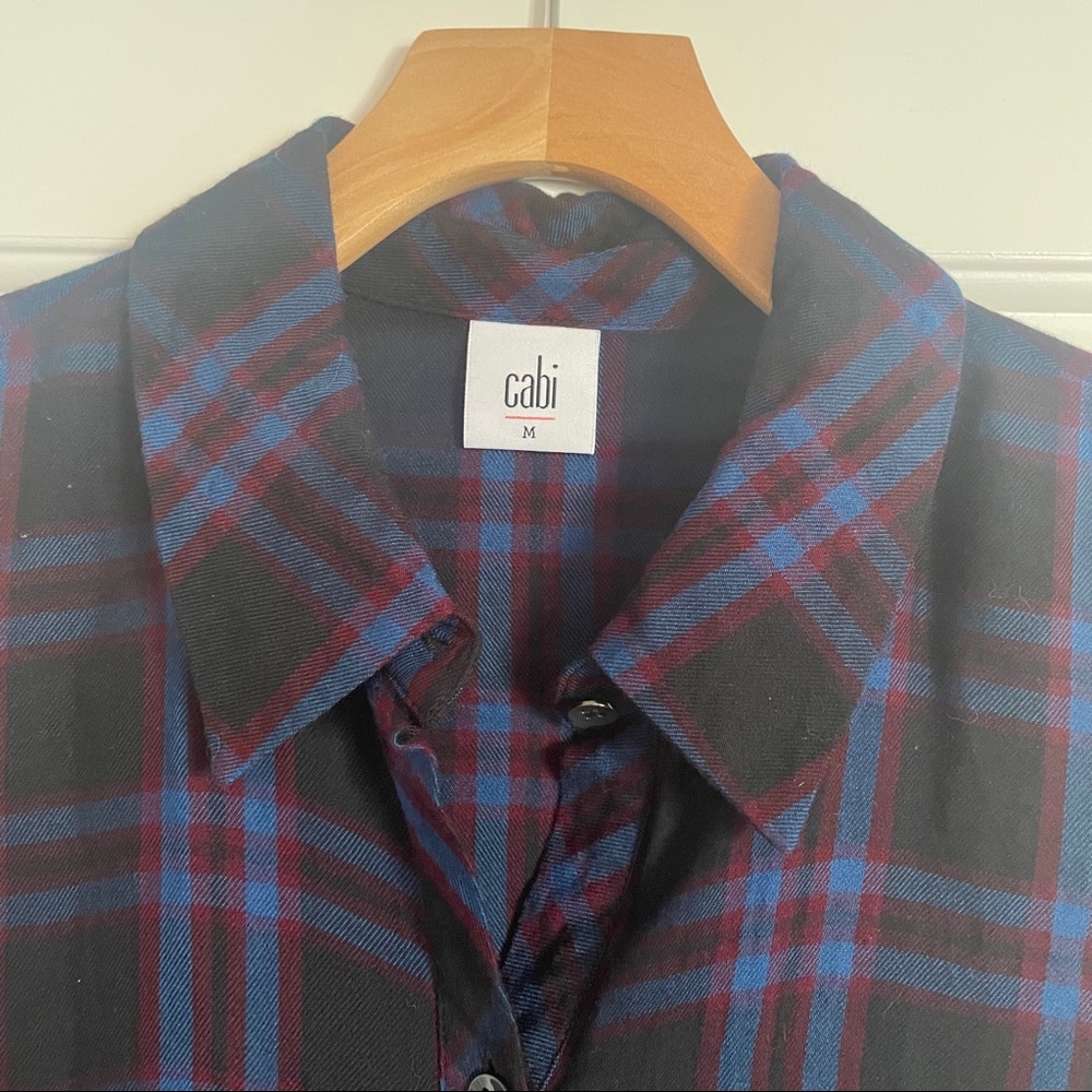 CAbi #3431 Plaid Ruffled Peplum Button Down Shirt - Picture 6 of 10